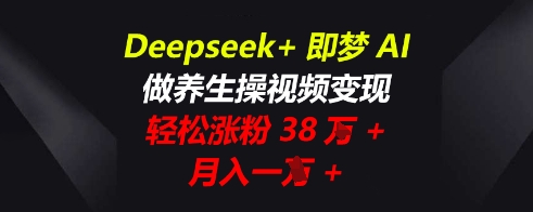 Deepseek+即梦AI,做养生操视频变现,轻松涨粉38W+,月入一W+-网创联盟
