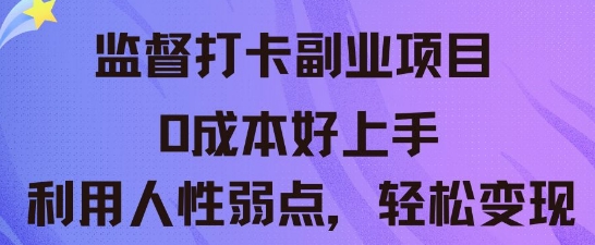 监督打卡副业新玩法,0成本好上手,利用人性的弱点轻松变现-网创联盟