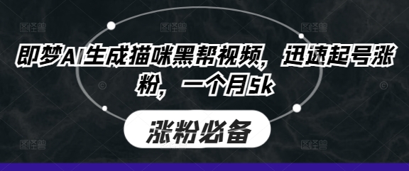 即梦AI生成猫咪黑帮视频,迅速起号涨粉,一个月5k-网创联盟