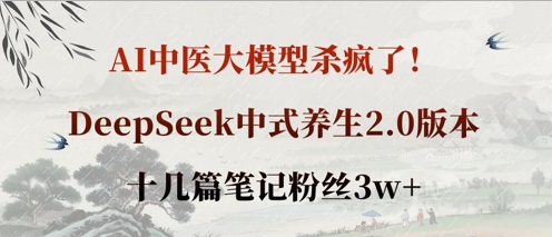 AI中医大模型杀疯了!DeepSeek中式养生2.0版本,十几篇笔记粉丝3w+-网创联盟