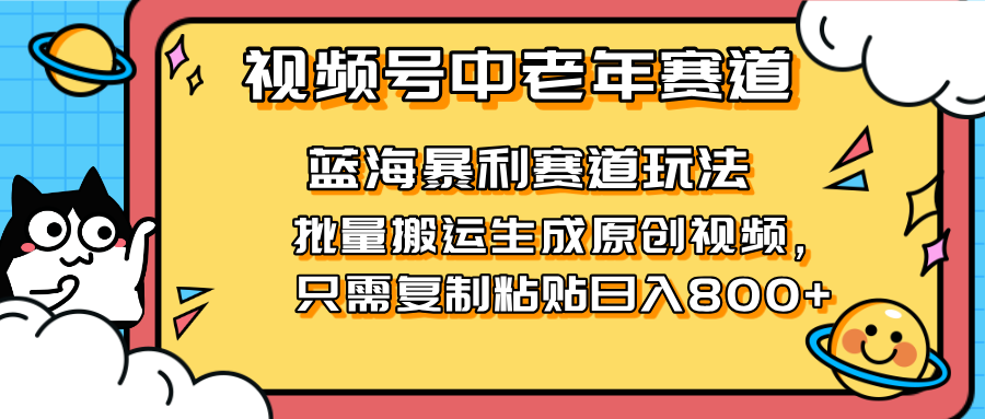 (14314期)2025视频号中老年短视频蓝海暴利风口!复制粘贴搬运视频单日赚800+,无...-网创联盟