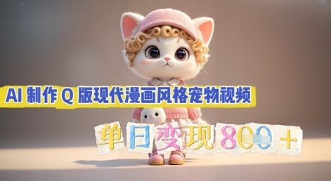 AI制作Q版现代漫画风格宠物视频，单日变现几张-网创联盟