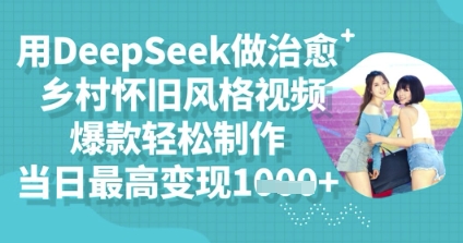用DeepSeek做治愈乡村怀旧风格视频,爆款轻松制作,当日最高变现多张-网创联盟